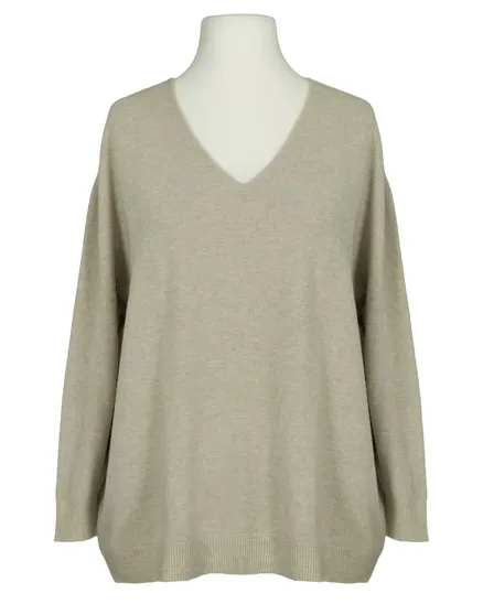 Pullover V-Ausschnitt in beige von Made in Italy