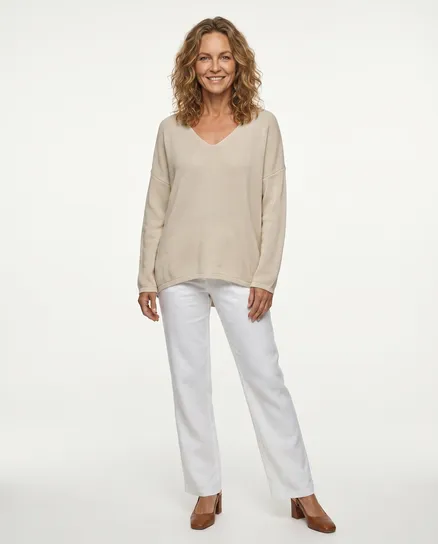Pullover V-Ausschnitt in beige von Selected Touch