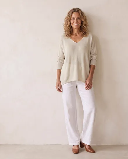 Pullover V-Ausschnitt in beige von Selected Touch