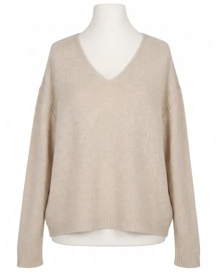 Pullover V-Ausschnitt in beige von Made in Italy