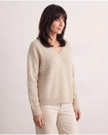 Pullover V-Ausschnitt in beige von Made in Italy