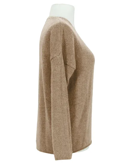 Pullover V-Ausschnitt in camel von Italia Moda