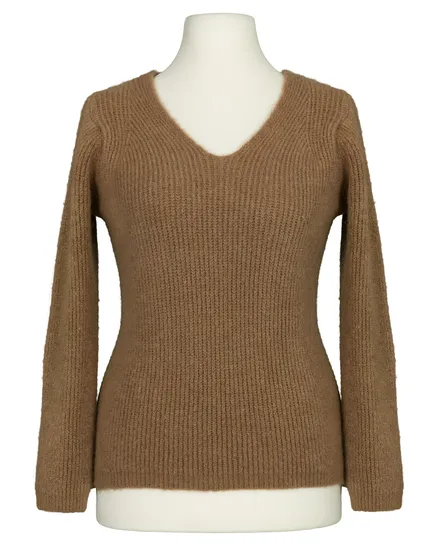 Pullover V-Ausschnitt in cognac von Made in Italy