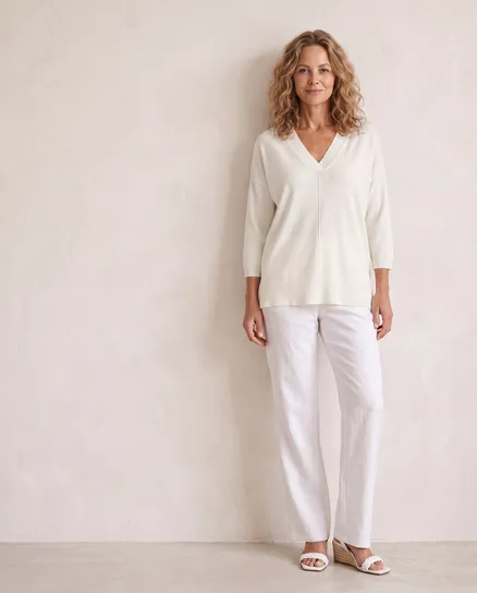 Pullover V-Ausschnitt in creme von sevenday