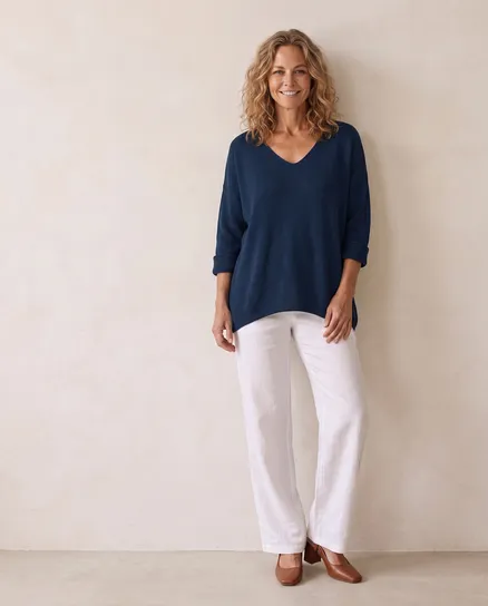 Pullover V-Ausschnitt in dunkelblau von Selected Touch