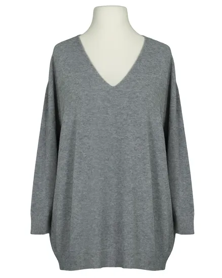 Pullover V-Ausschnitt in grau von Made in Italy