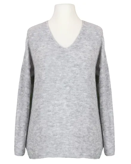 Pullover V-Ausschnitt in grau von Italia Moda
