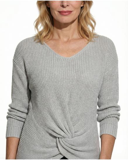 Pullover V-Ausschnitt in grau von Made in Italy