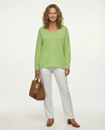 Pullover V-Ausschnitt in gr�n von Selected Touch