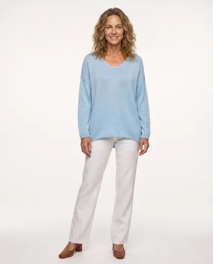 Pullover V-Ausschnitt in hellblau von Selected Touch