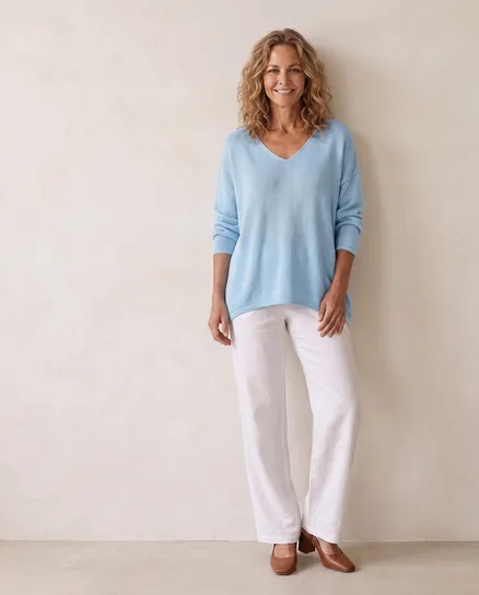 Pullover V-Ausschnitt in hellblau von Selected Touch