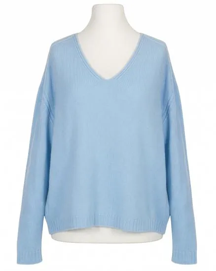 Pullover V-Ausschnitt in hellblau von Made in Italy