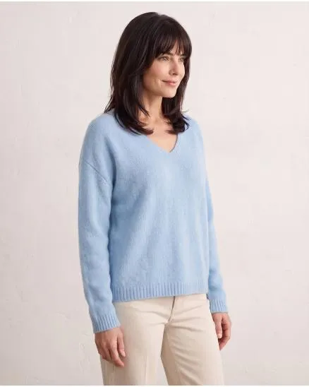 Pullover V-Ausschnitt in hellblau von Made in Italy