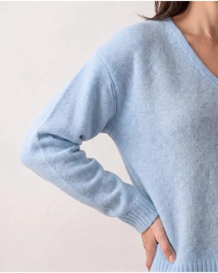Pullover V-Ausschnitt in hellblau von Made in Italy