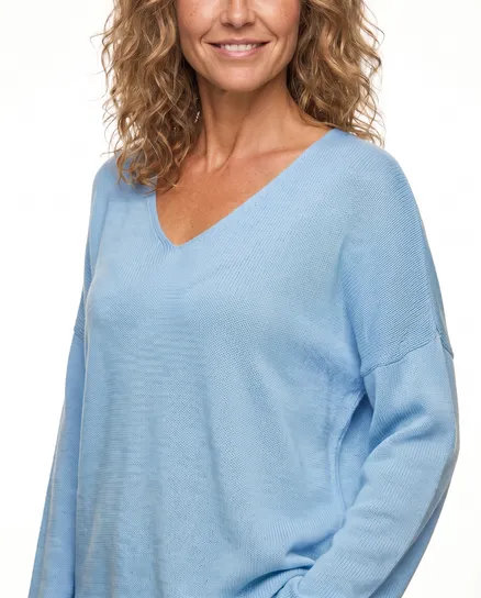 Pullover V-Ausschnitt in himmelblau von Selected Touch