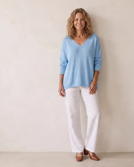 Pullover V-Ausschnitt in himmelblau von Selected Touch