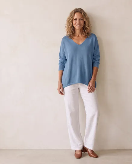 Pullover V-Ausschnitt in jeansblau von Selected Touch
