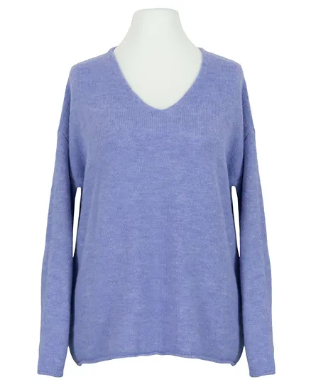 Pullover V-Ausschnitt in lavendelblau von Italia Moda