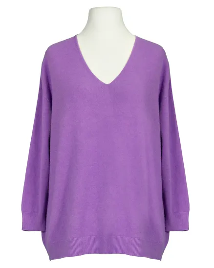 Pullover V-Ausschnitt in lila von Made in Italy
