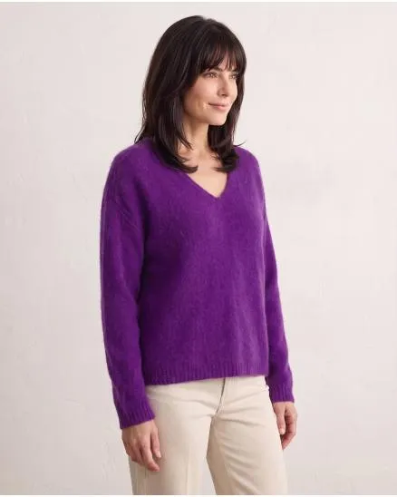 Pullover V-Ausschnitt in lila von Made in Italy