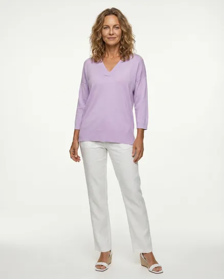 Pullover V-Ausschnitt in lila von sevenday