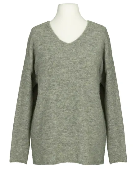 Pullover V-Ausschnitt in oliv von Made in Italy