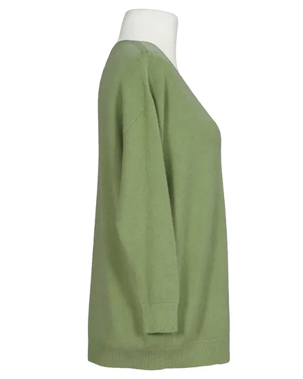 Pullover V-Ausschnitt in oliv von Made in Italy