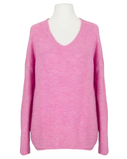 Pullover V-Ausschnitt in pink von Italia Moda