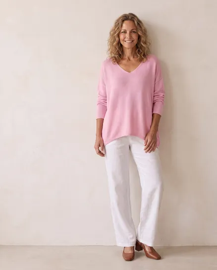 Pullover V-Ausschnitt in rosa von Selected Touch