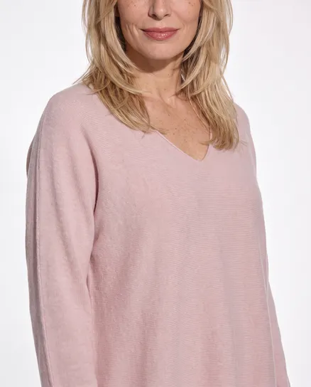 Pullover V-Ausschnitt in rosa von Made in Italy