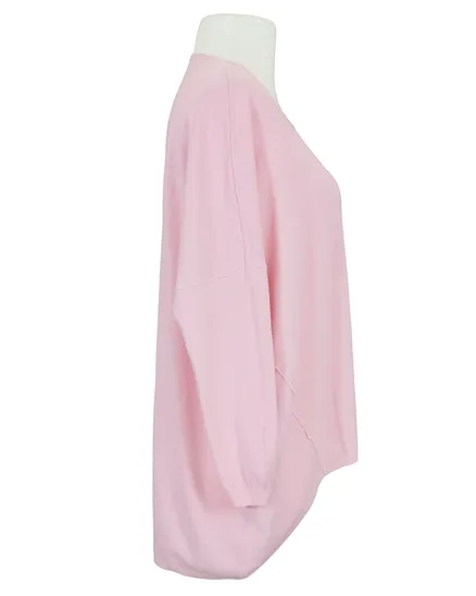 Pullover V-Ausschnitt in rosa von Moda Italia