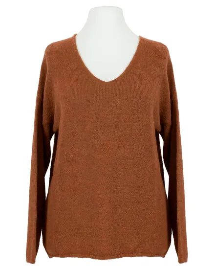 Pullover V-Ausschnitt in rost von Italia Moda