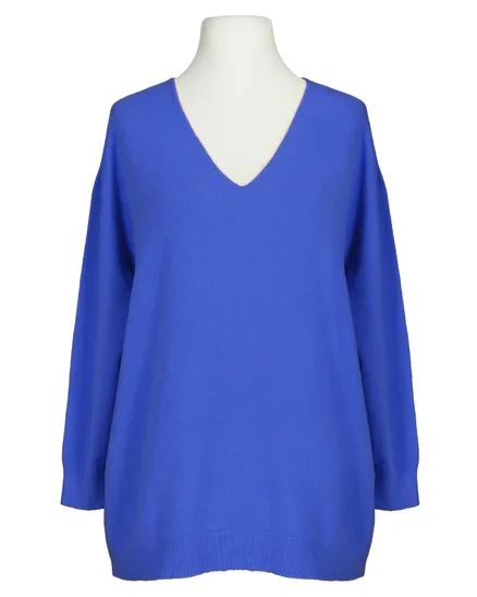 Pullover V-Ausschnitt in royalblau von Made in Italy