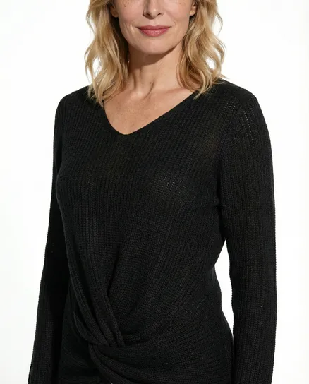 Pullover V-Ausschnitt in schwarz von Made in Italy