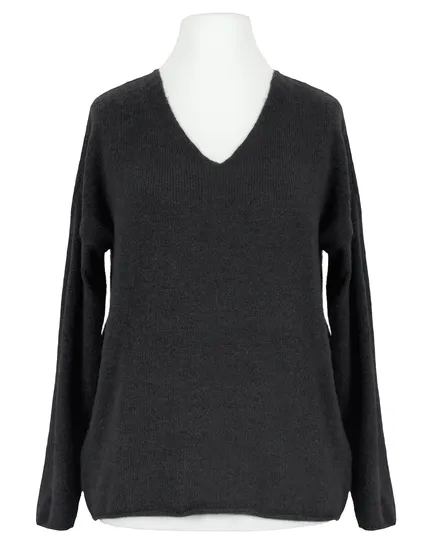 Pullover V-Ausschnitt in schwarz von Italia Moda