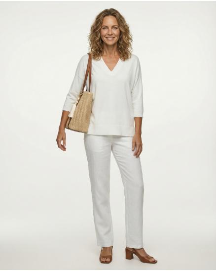 Pullover V-Ausschnitt in weiss von sevenday