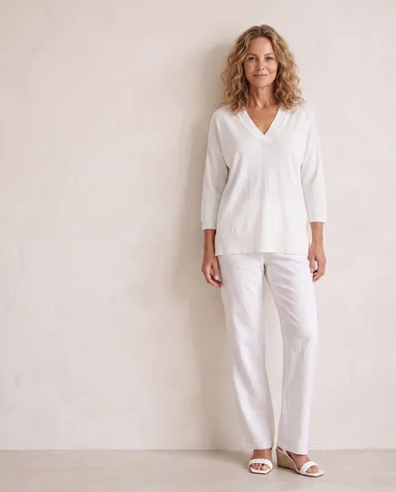 Pullover V-Ausschnitt in wei� von sevenday
