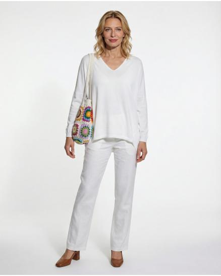 Pullover V-Ausschnitt in weiss von Moda Italia