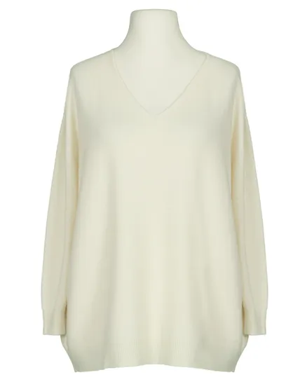 Pullover V-Ausschnitt in wollwei� von Made in Italy