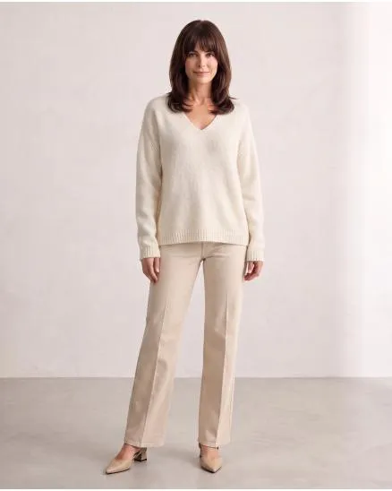 Pullover V-Ausschnitt in wollwei� von Made in Italy