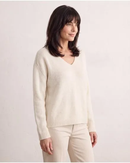Pullover V-Ausschnitt in wollwei� von Made in Italy