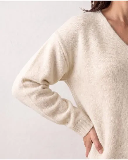 Pullover V-Ausschnitt in wollwei� von Made in Italy