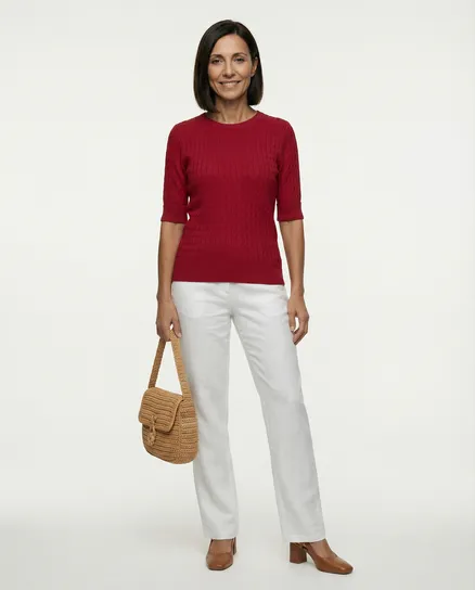 Pullover Zopfmuster in rot von Made in Italy