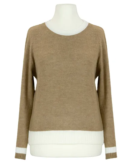 Pullover zweifarbig in karamell von Made in Italy