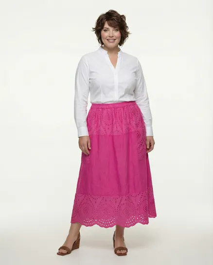 Rock mit Lochspitze in pink von Made in Italy