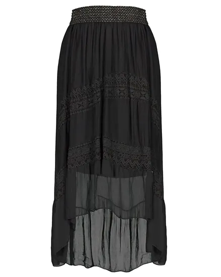 Rock mit Seide und Spitze in schwarz von Made in Italy