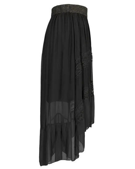 Rock mit Seide und Spitze in schwarz von Made in Italy