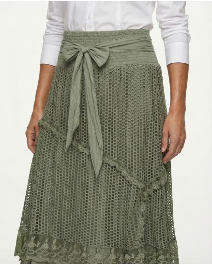 Rock mit Spitze in khaki von RESTART