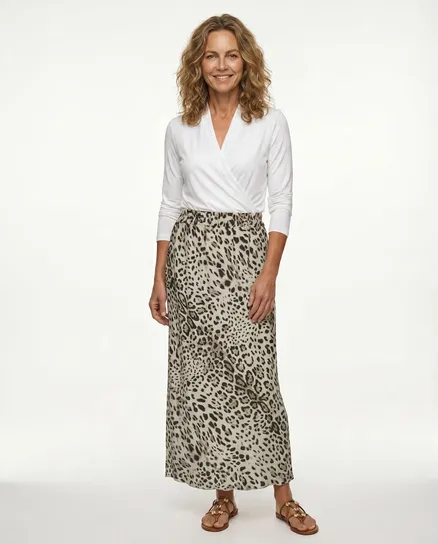 Rock Satin Leoprint in beige von Selected Touch