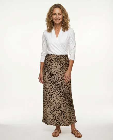 Rock Satin Leoprint in camel von Selected Touch